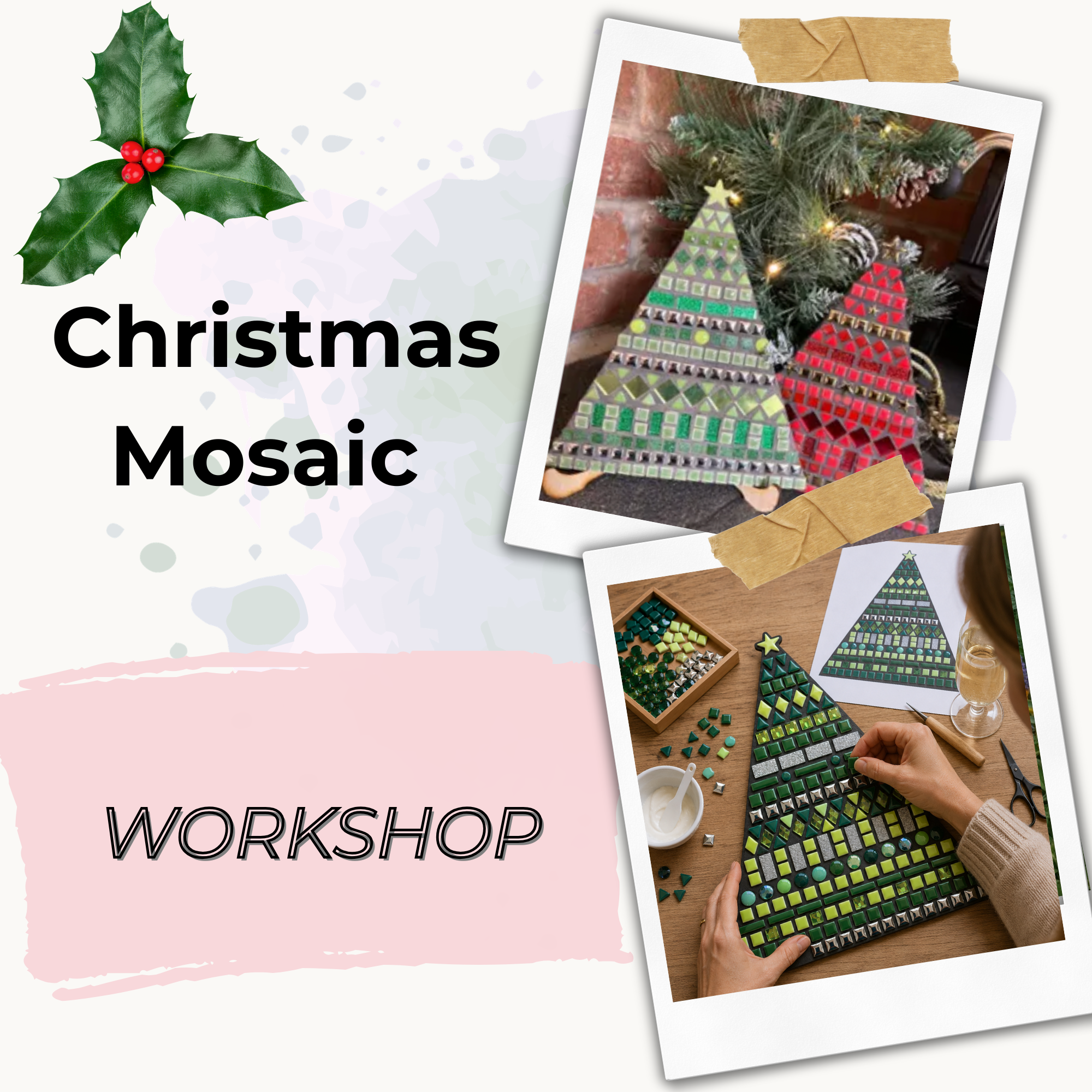 Christmas Mosaic Workshop with Glass of Fizz