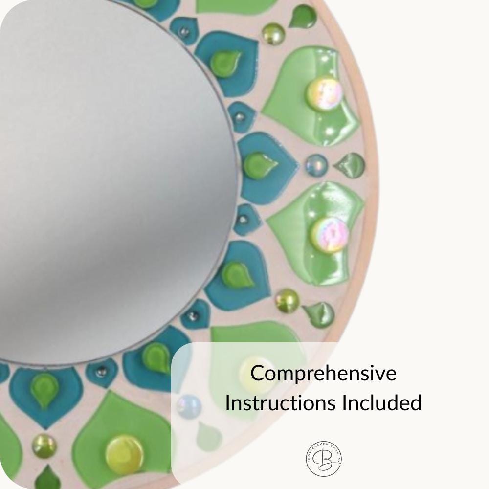 Mandala Mosaic Mirror Kit - Blue Lotus – 30cm Geometric Craft Project (No Cutting)