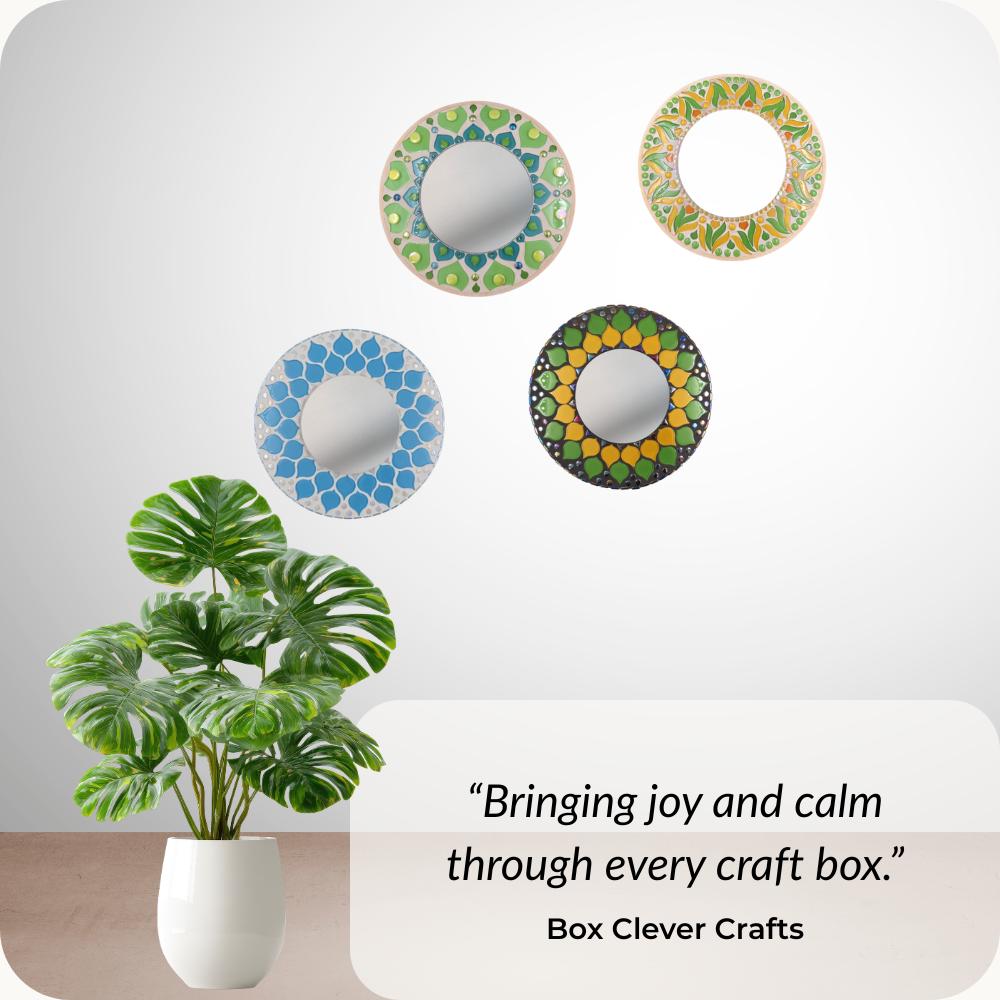 Mandala Mosaic Mirror Kit - Yellow Tulip – 30cm Geometric Craft Project (No Cutting)