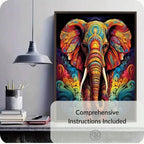 Colourful Indian Elephant Diamond Art Kit – 30x40cm Beginner Craft (Diamond Painting)