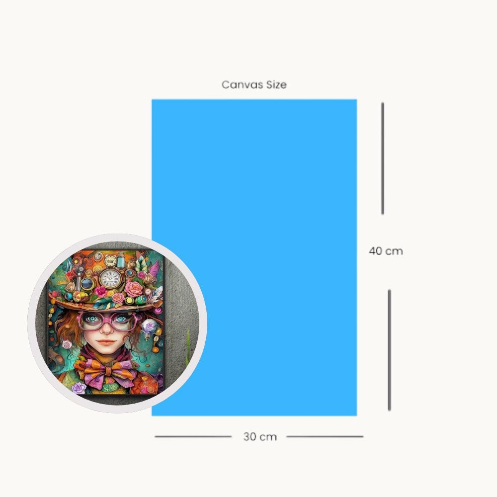 Mad Hatter Diamond Art Kit – Colourful Alice Inspired DIY Craft (30 x 40 cm)