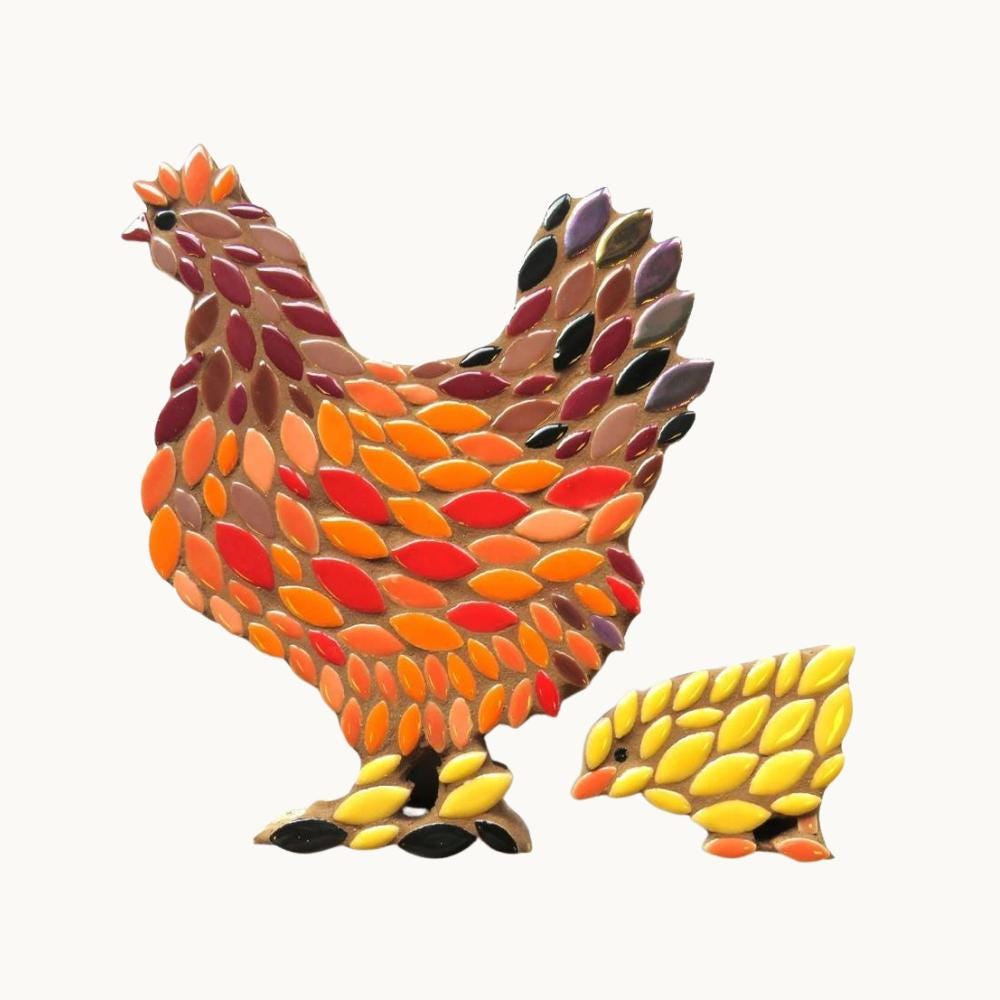 Mosaic Hen and Chick Kit – Freestanding Kitchen Ornament, Beginner Craft