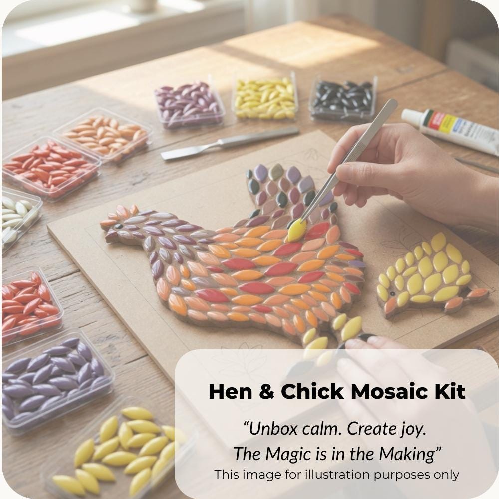 Mosaic Hen and Chick Kit – Freestanding Kitchen Ornament, Beginner Craft