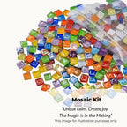 Mosaic Coaster Craft Kit – Bamboo Wood, Rainbow Tiles, Mindfulness Activity (Set of Four)