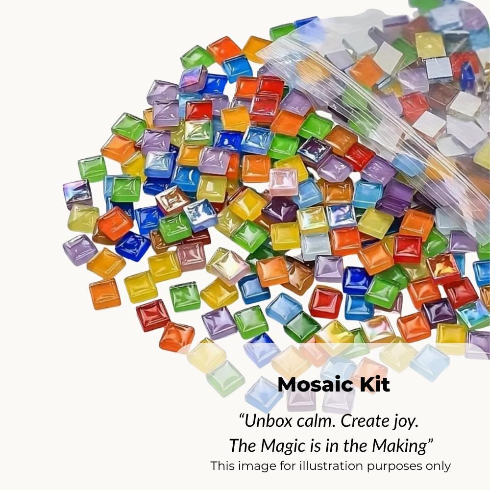 Mosaic Coaster Craft Kit – Bamboo Wood, Rainbow Tiles, Mindfulness Activity (Set of Four)