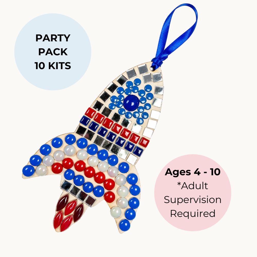 BUNDLE: Shiny Rocket Mosaic Kit – Kids Craft Party Activity Pack (10 KITS)