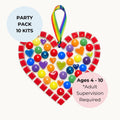 BUNDLE: Rainbow Heart Mosaic Kit – Kids Craft Party Activity, Screen-Free Fun (10 Kits)
