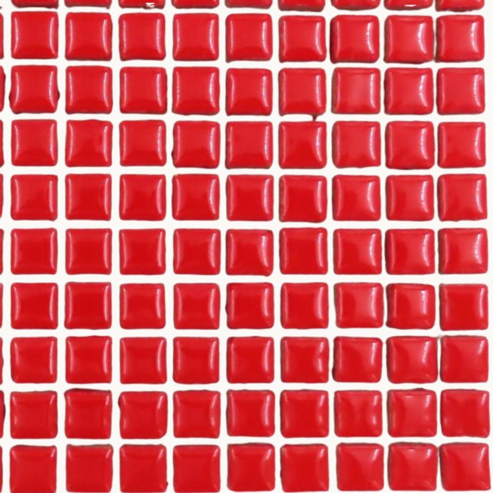Red 1cm Square Ceramic Mosaic Tiles – High Gloss, Frost Resistant Craft Supplies