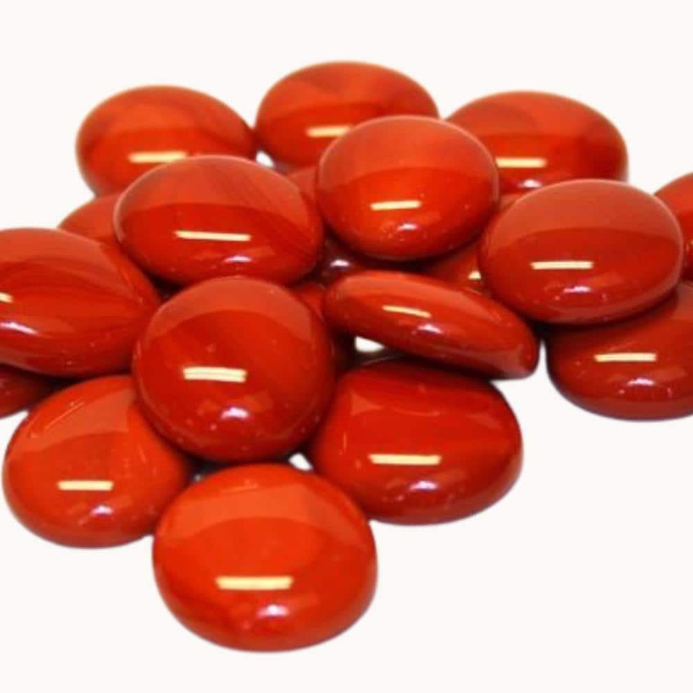 Red Berry Satin Standard Glass Pebbles – Mosaic Gems / Nuggets (17–20mm)