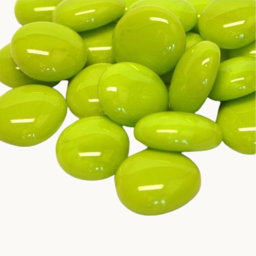 Kiwi Green Standard Glass Pebbles – Mosaic Gems / Nuggets (17–20mm)