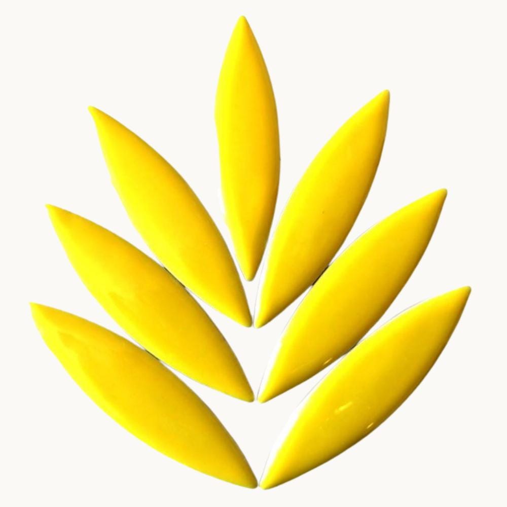 Citrus Yellow Ceramic Ellipse Petal Mosaic Tiles – 60x15mm Leaf Shape Mosaic Supplies