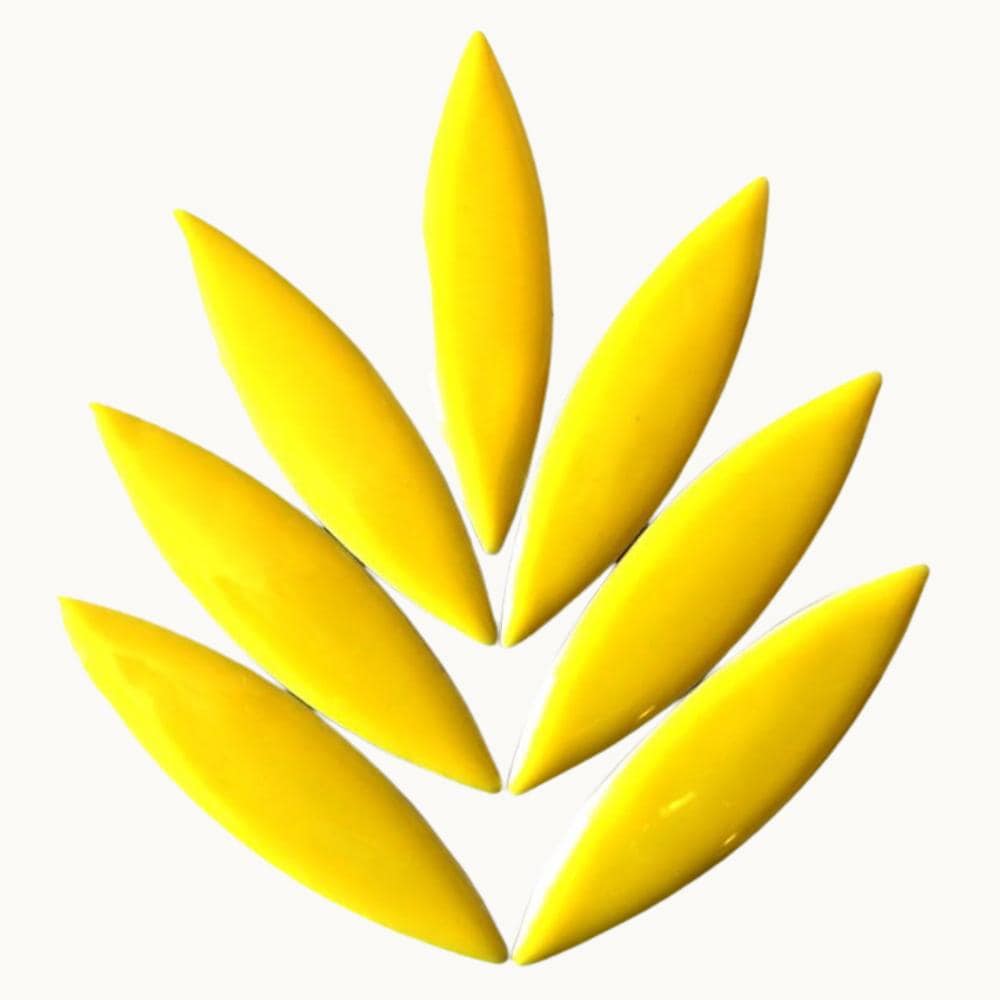 Citrus Yellow Ceramic Ellipse Petal Mosaic Tiles – 60x15mm Leaf Shape Mosaic Supplies