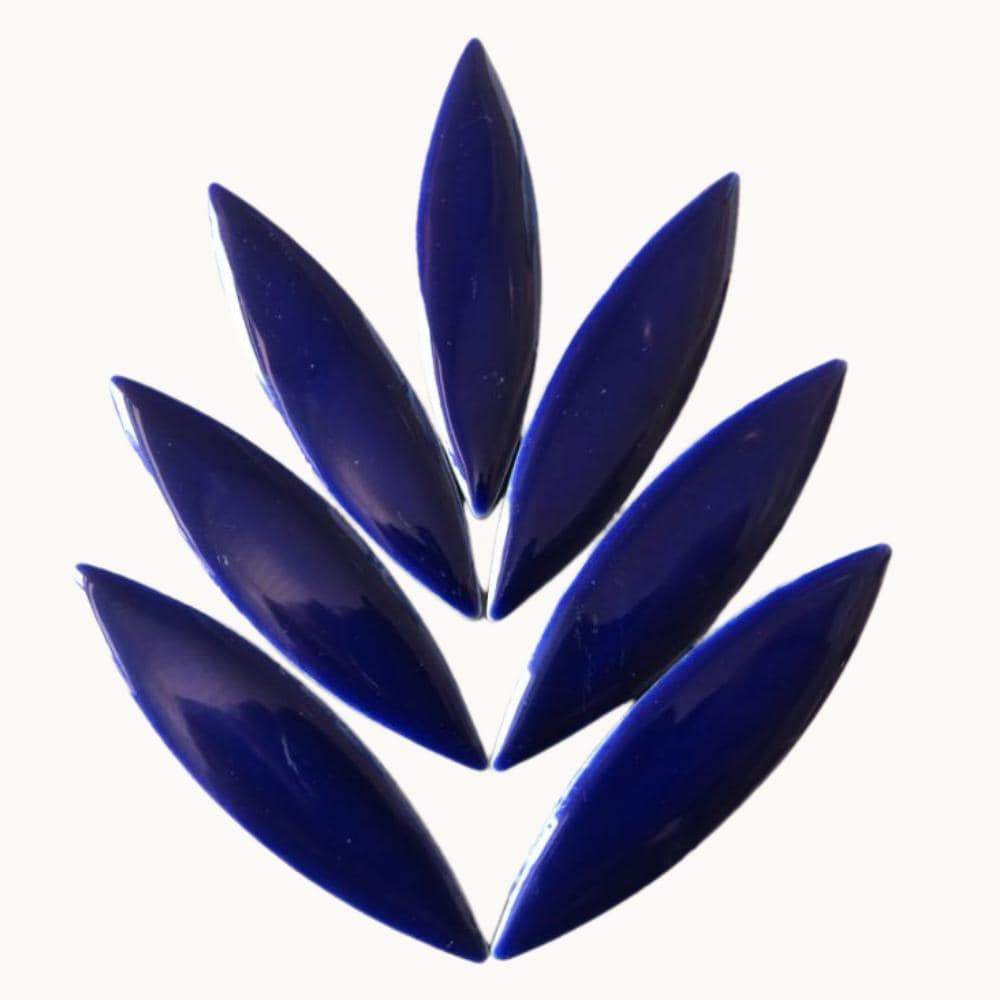 Indigo Ceramic Ellipse Petal Mosaic Tiles – 60x15mm Leaf Shape Mosaic Supplies