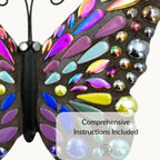 Blue Green Butterfly Mosaic Kit – Beginner Craft, No Cutting Needed, Garden Ready