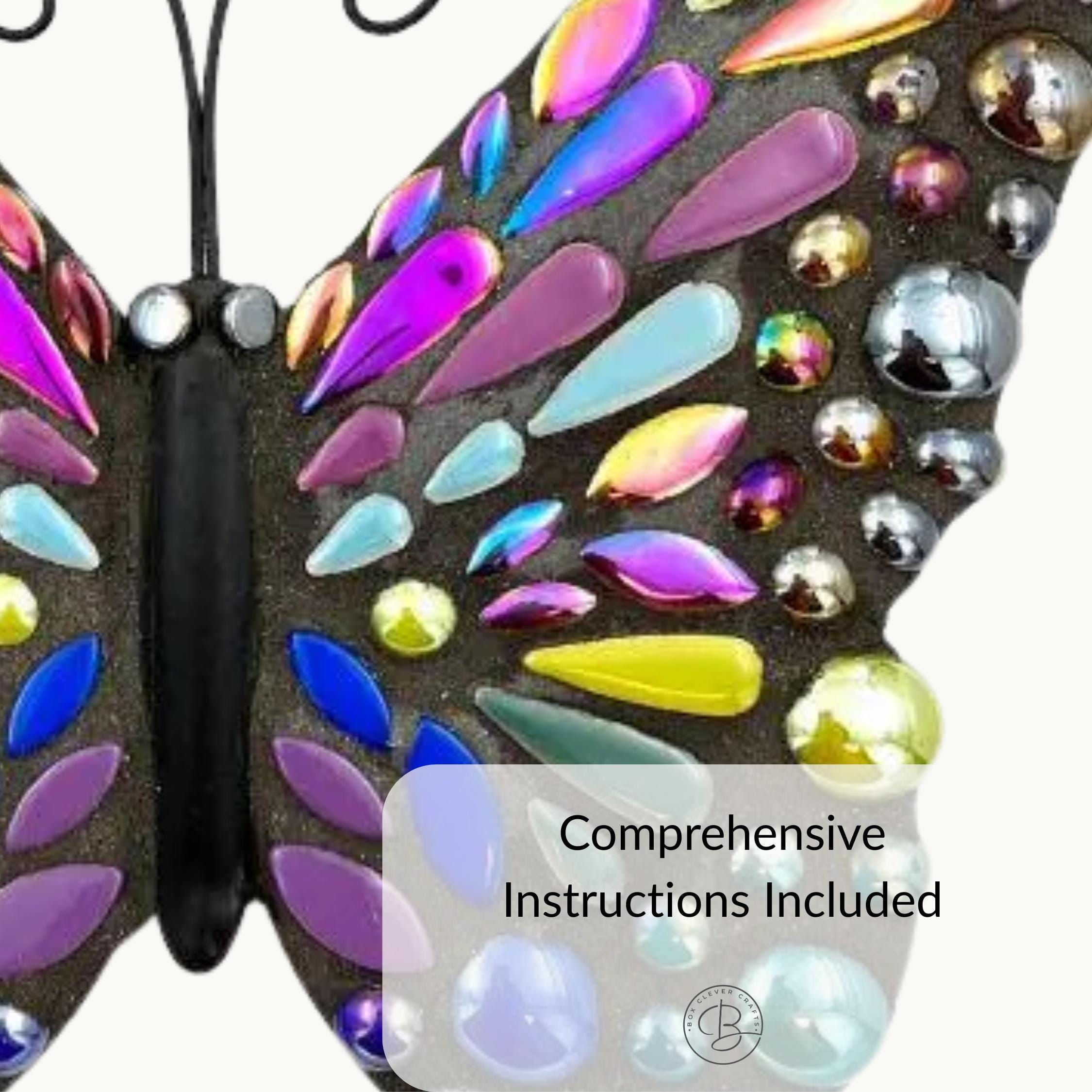 Blue Green Butterfly Mosaic Kit – Beginner Craft, No Cutting Needed, Garden Ready
