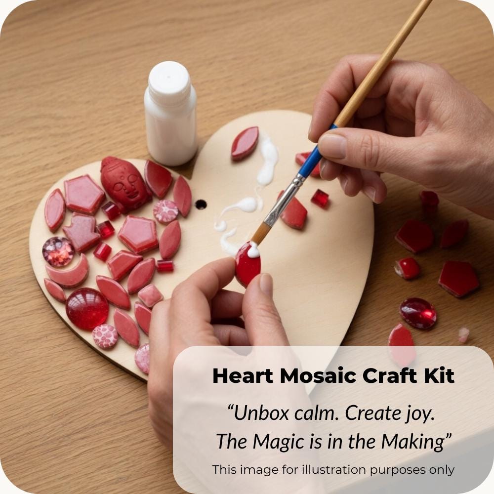 Rainbow Mosaic Heart Kit – Beginner Friendly DIY Craft Box