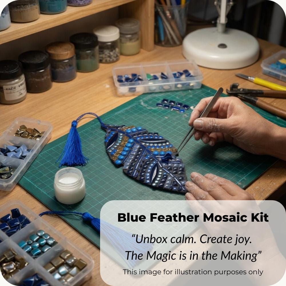 Blue Mosaic Feather Kit – Wall Hanging DIY Craft