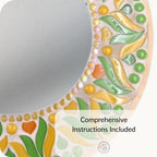 Mandala Mosaic Mirror Kit - Yellow Tulip – 30cm Geometric Craft Project (No Cutting)