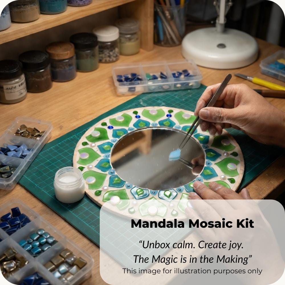 Cornflower Mosaic Mirror Kit – 20cm Geometric Craft Project (No Cutting)