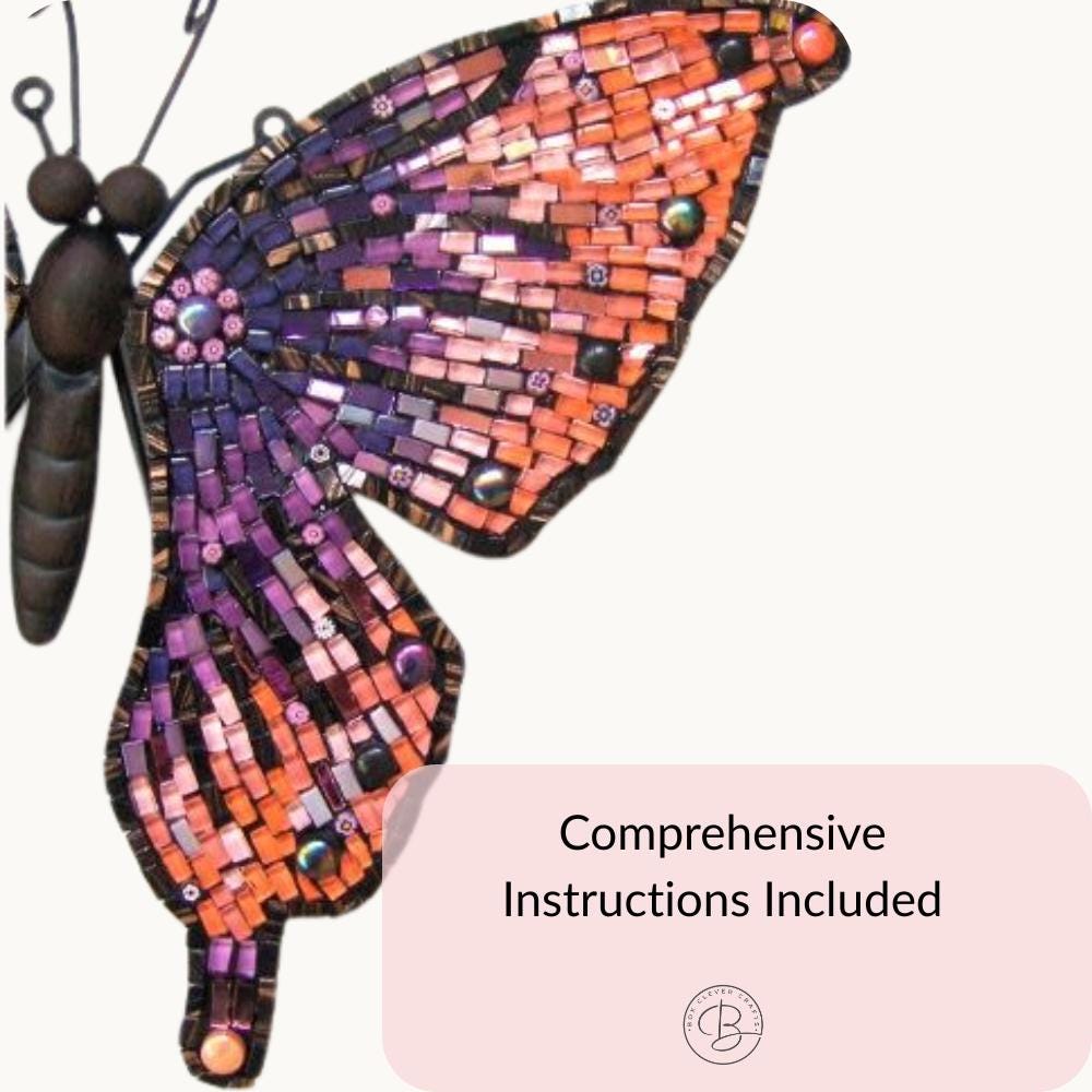 Large Garden Mosaic Butterfly Kit with Stake – Three Color Options Available