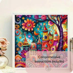 Colourful Enchanted Village Diamond Art Kit – 30x30cm Beginner Craft