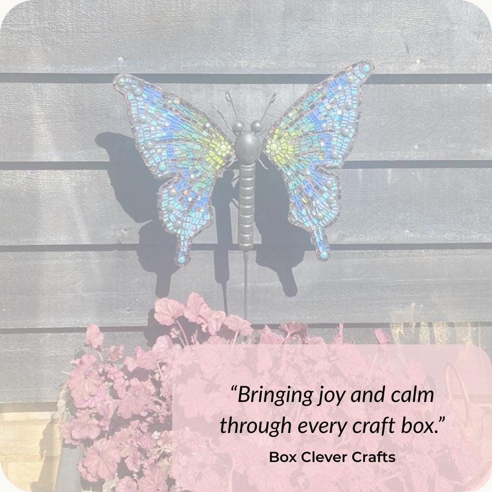 Large Garden Mosaic Monarch Butterfly Kit – Rainbow Colours, Includes Stake