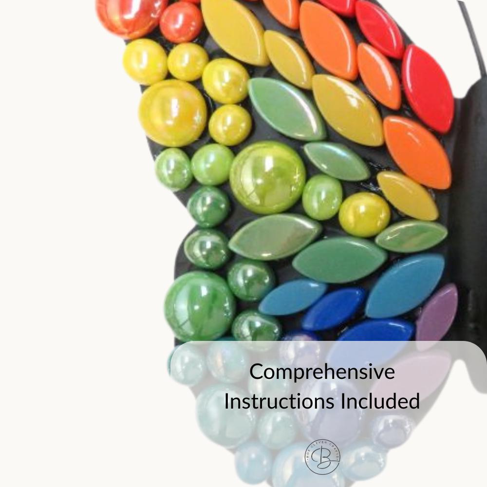 Rainbow Butterfly Mosaic Kit – Beginner Garden Wall Art (24cm Base)