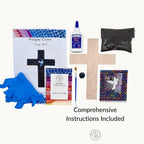 Blue Mosaic Cross Kit – Beginner Friendly, No Cutting Required Art Project