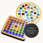 Mosaic Coaster Craft Kit – Bamboo Wood, Rainbow Tiles, Mindfulness Activity (Set of Four)