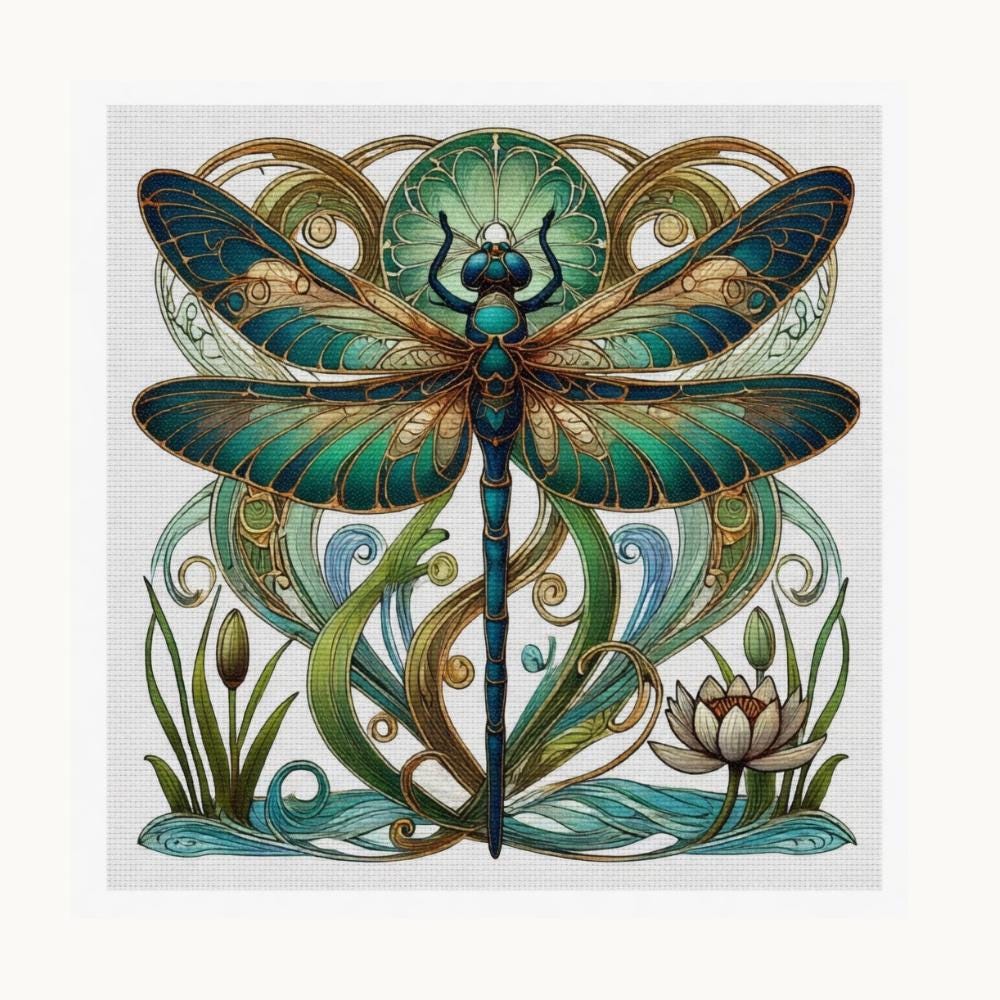 William Morris Inspired Stunning Dragonfly Cross Stitch Kit – Mindful Craft for Relaxation | Beginner Friendly | Gift Ready
