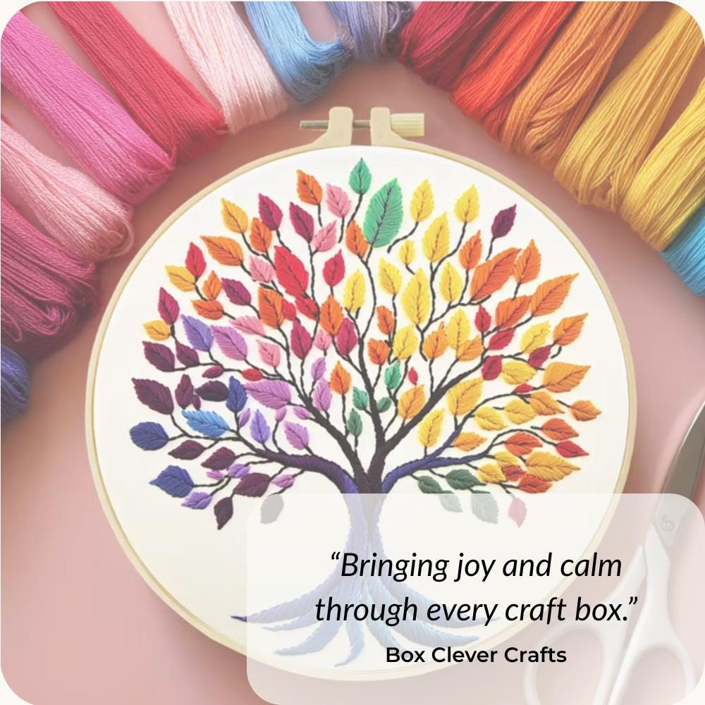 Colourful Tree of Life Embroidery Kit – Beginner Craft Project for Relaxation