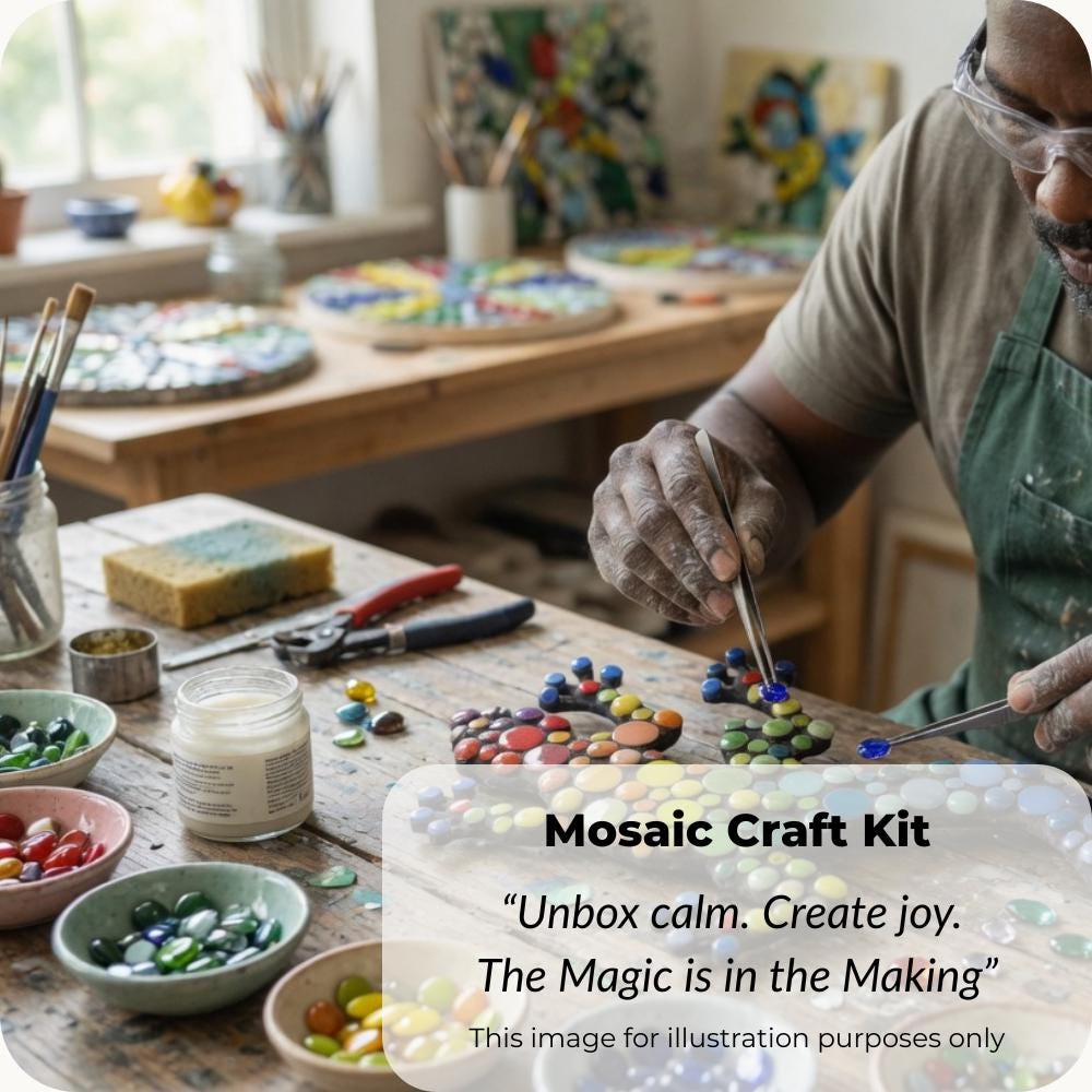 Teal Star Bamboo Dish Mosaic Kit – Modern Mandala Design - Perfect Gift Idea for Craft Lovers - Requires Tile Nippers