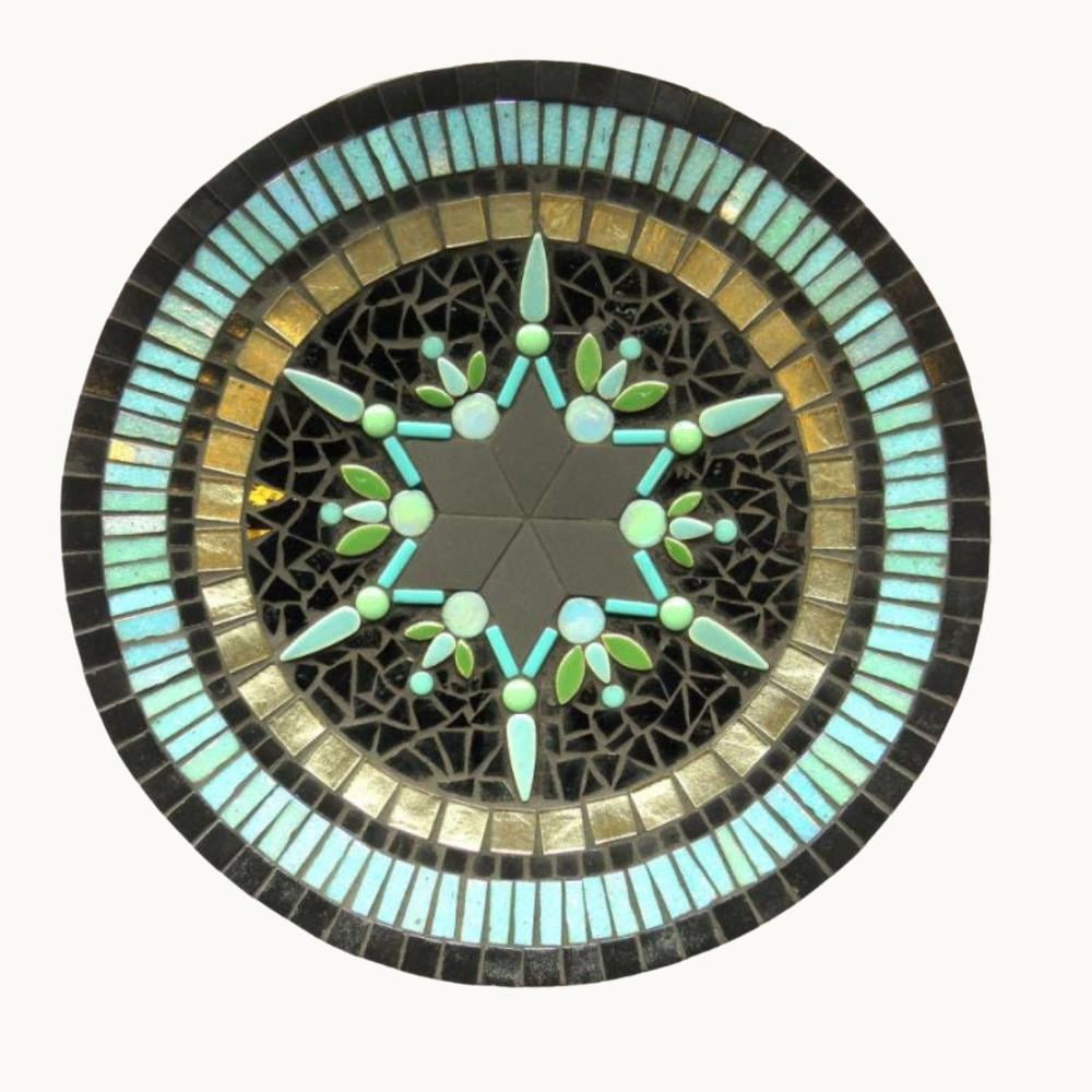Teal Star Bamboo Dish Mosaic Kit – Modern Mandala Design - Perfect Gift Idea for Craft Lovers - Requires Tile Nippers