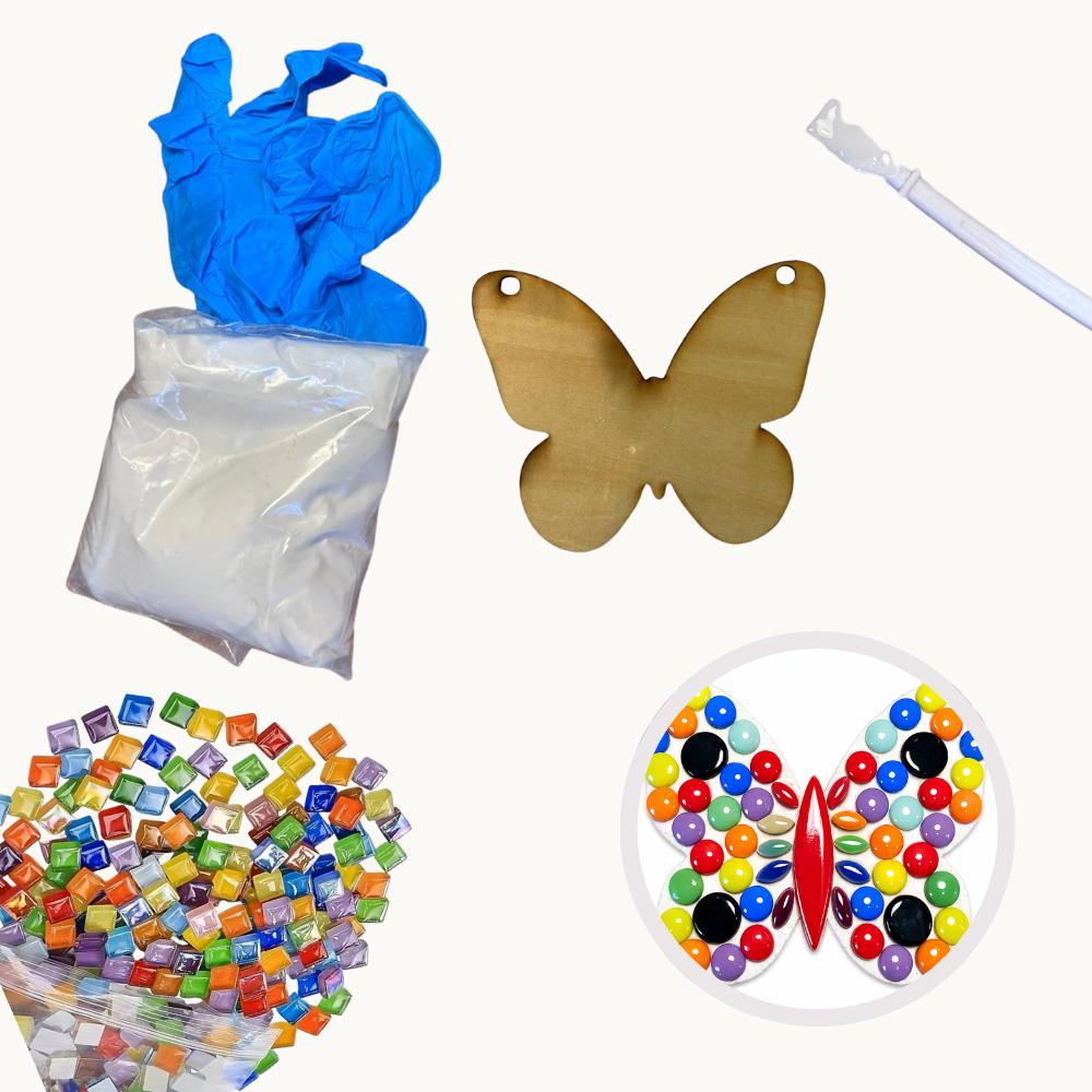 Rainbow Butterfly Mosaic Craft Kit for Kids – Ceramic Tile Art Activity