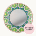 Mandala Mosaic Mirror Kit - Blue Lotus – 30cm Geometric Craft Project (No Cutting)