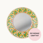 Mandala Mosaic Mirror Kit - Yellow Tulip – 30cm Geometric Craft Project (No Cutting)