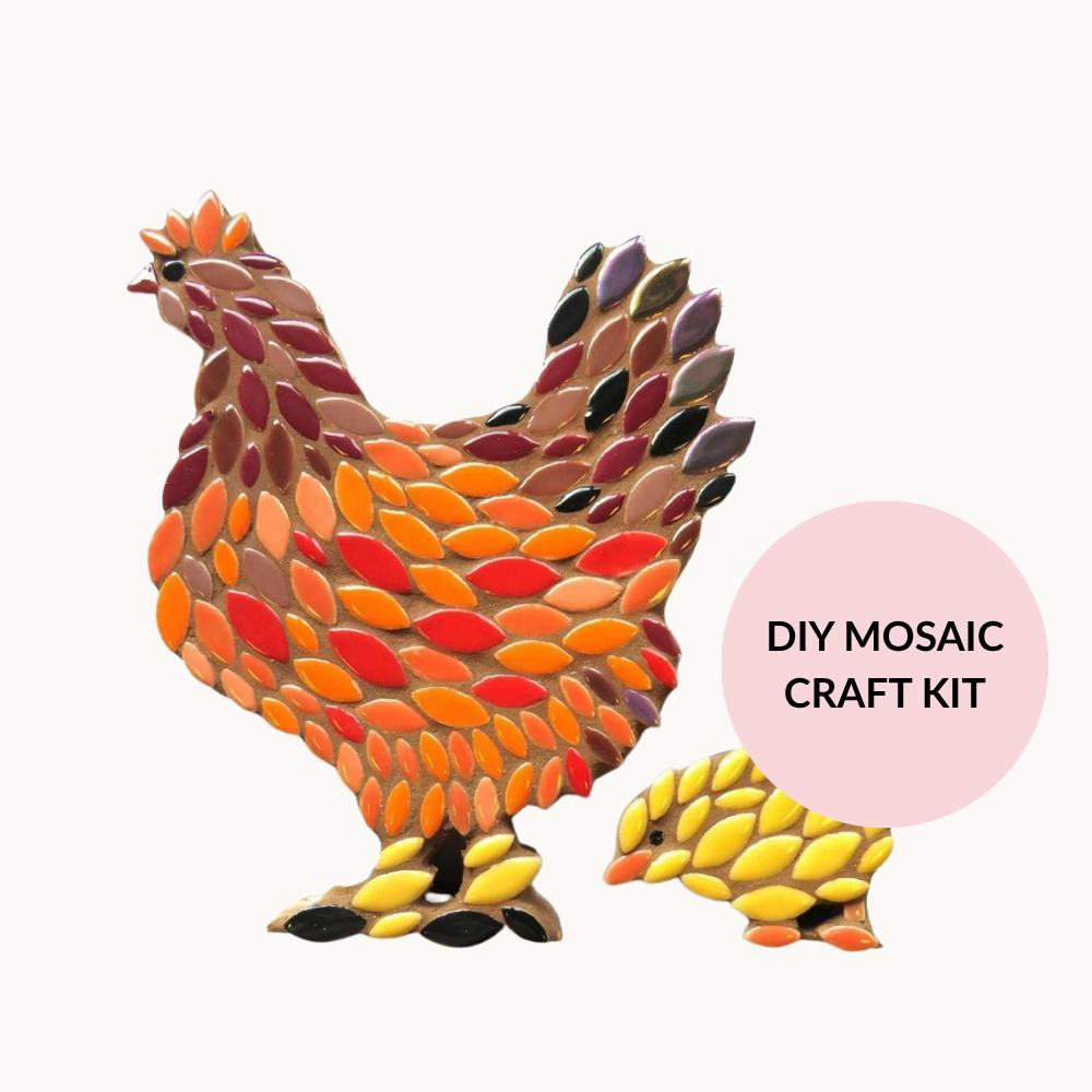 Mosaic Hen and Chick Kit – Freestanding Kitchen Ornament, Beginner Craft