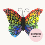 Rainbow Butterfly Mosaic Kit – Beginner Garden Wall Art (24cm Base)