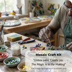 DIY Mosaic Food Platter Kit – Rustic Acacia Wood Serving Board, Beginner Craft Project