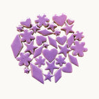 Pretty Purple Ceramic Charm Mix – Hearts, Flowers, Stars & Diamonds for Mosaics 50g Ceramic embellishment for mosaic art