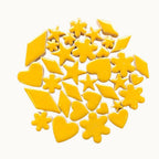 Curry Yellow Ceramic Charm Mix – Hearts, Flowers, Stars, Diamonds for Mosaics (50g)