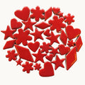 Poppy Red Ceramic Charm Mix – Hearts, Flowers, Stars, Diamonds for Mosaics (50g)