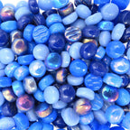 Blue Mix 12mm Optic Drops for Mosaic Artwork – Recycled Glass Tiles (50g Pack)