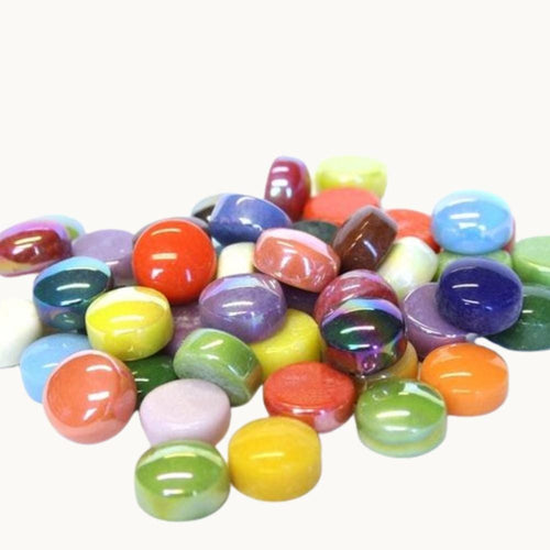 12mm Optic Drops for Mosaic Artwork – Recycled Glass Tiles (50g Pack)