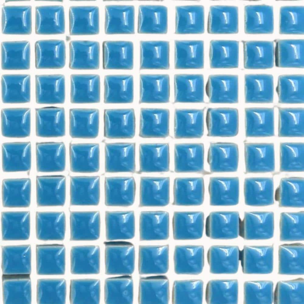 Blue 1cm Square Ceramic Mosaic Tiles – High Gloss, Frost Resistant Craft Supplies