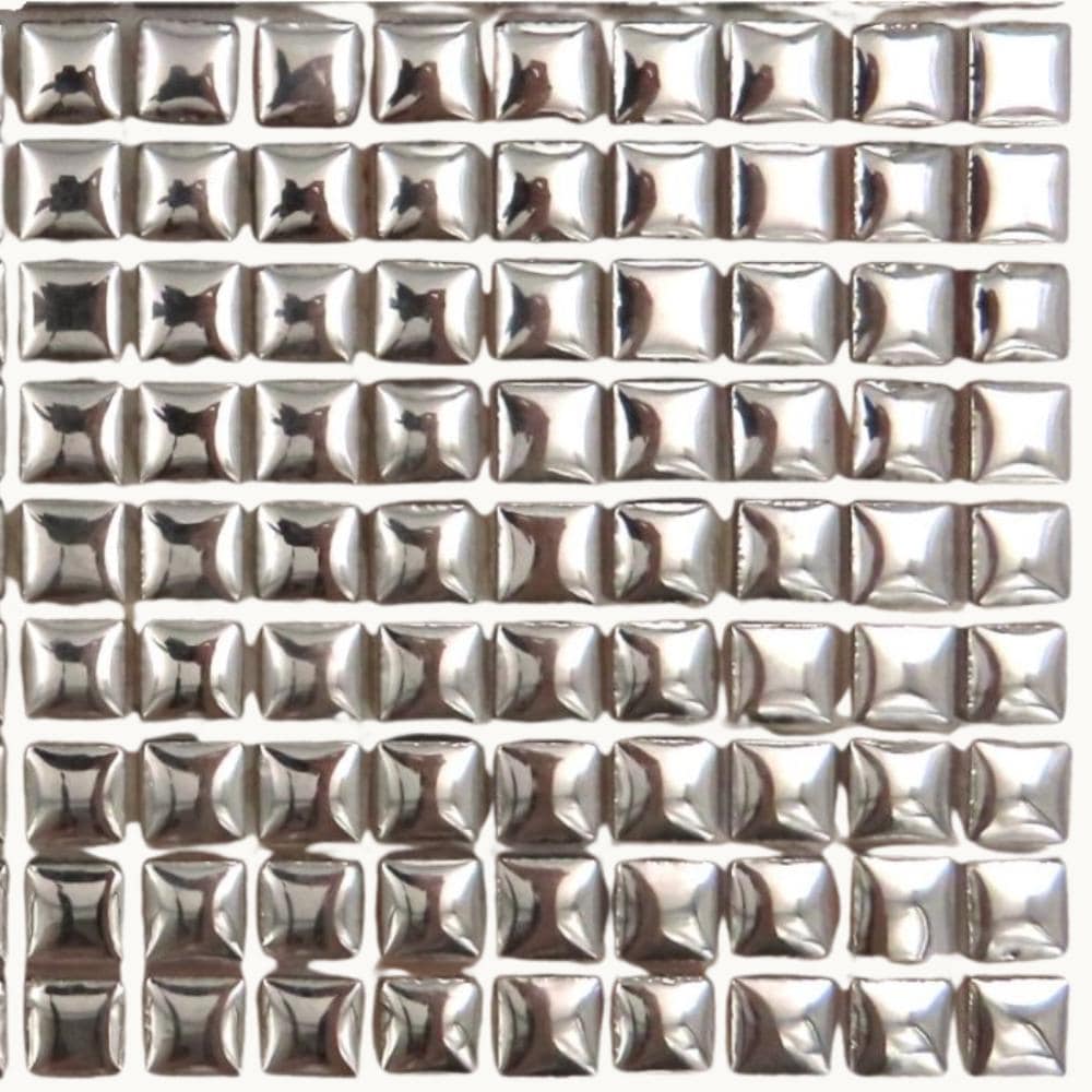 Silver 1cm Square Ceramic Mosaic Tiles – High Gloss, Frost Resistant Craft Supplies