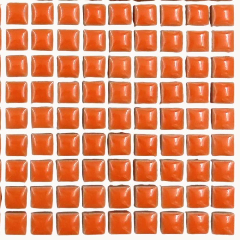 Orange 1cm Square Ceramic Mosaic Tiles – High Gloss, Frost Resistant Craft Supplies
