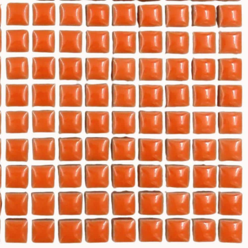 Orange 1cm Square Ceramic Mosaic Tiles – High Gloss, Frost Resistant Craft Supplies