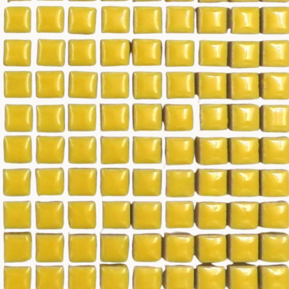 Yellow 1cm Square Ceramic Mosaic Tiles – High Gloss, Frost Resistant Craft Supplies