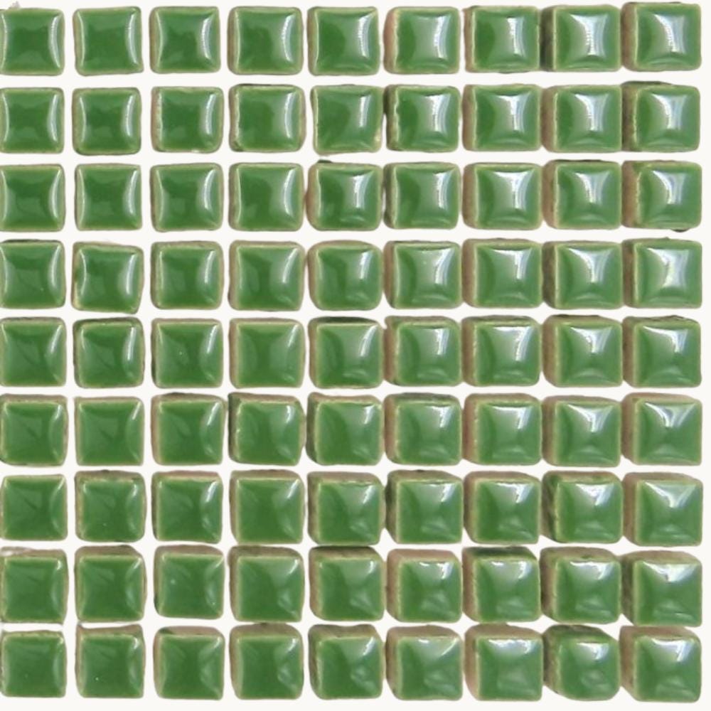 Forest Green 1cm Square Ceramic Mosaic Tiles – High Gloss, Frost Resistant Craft Supplies